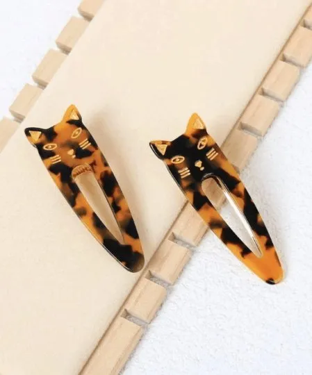 Cat acetate hair clips | Colourful barrette clips| korean hair accessories| animal hair clip | gift for cat lover