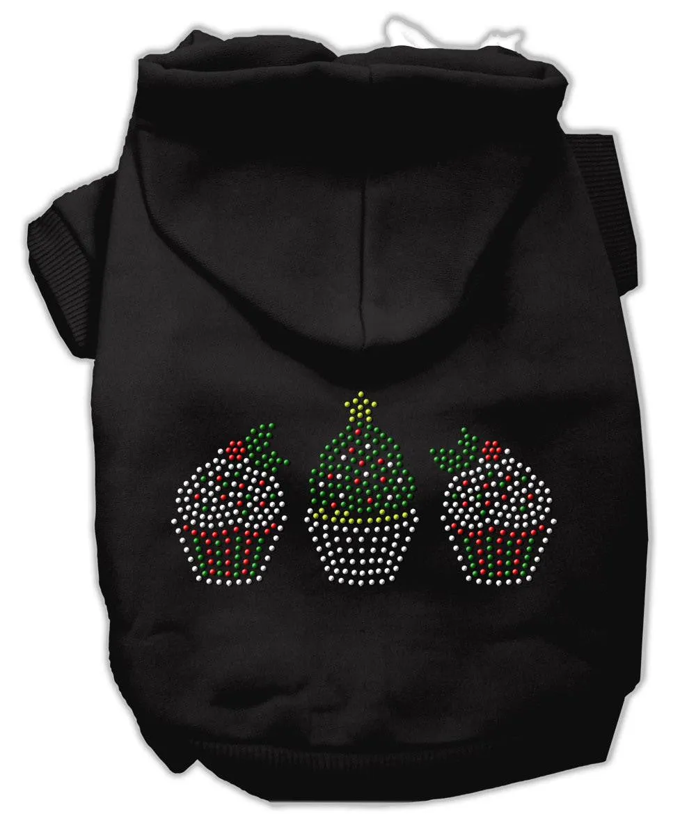 Christmas Cupcakes Rhinestone Hoodie Black XXXL(20)