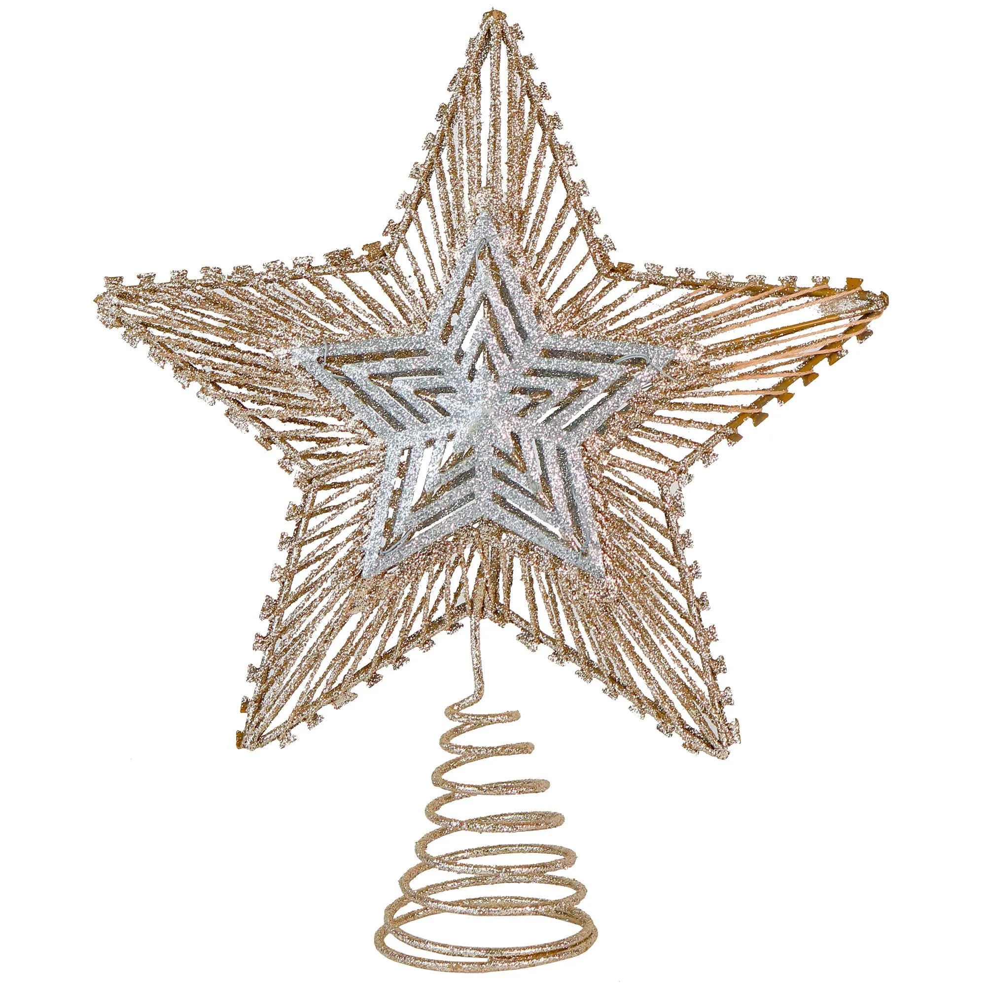 Christmas Glitter Star Tree Topper - Rose Gold and Silver Bethlehem Star Ornament