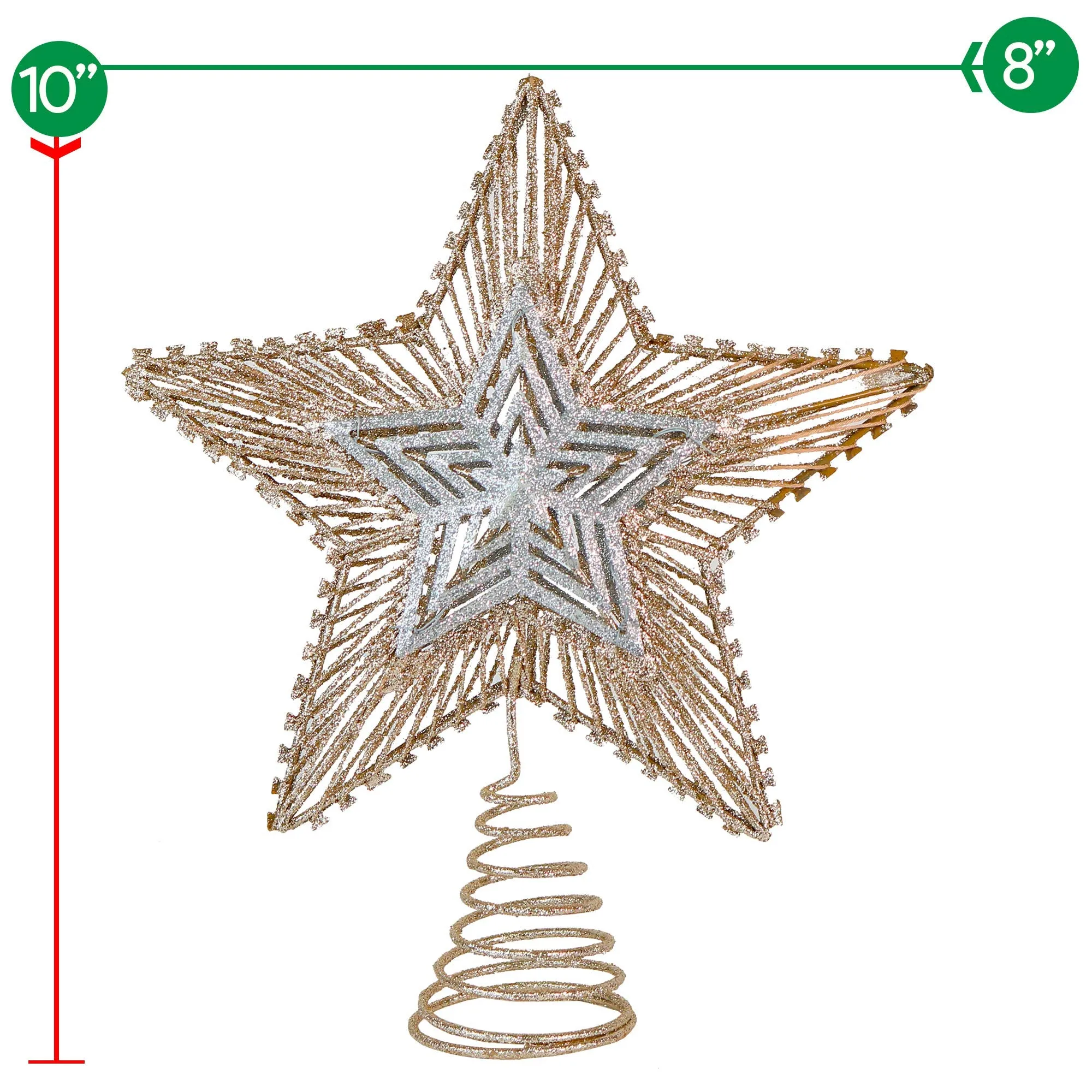 Christmas Glitter Star Tree Topper - Rose Gold and Silver Bethlehem Star Ornament