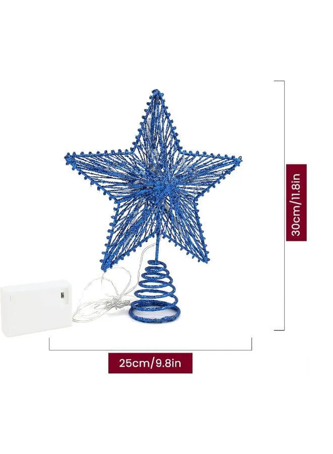 Christmas Star Tree Topper LED Warm Lights Rustic  Metal Xmas Treetop Star for Christmas Tree Decorations