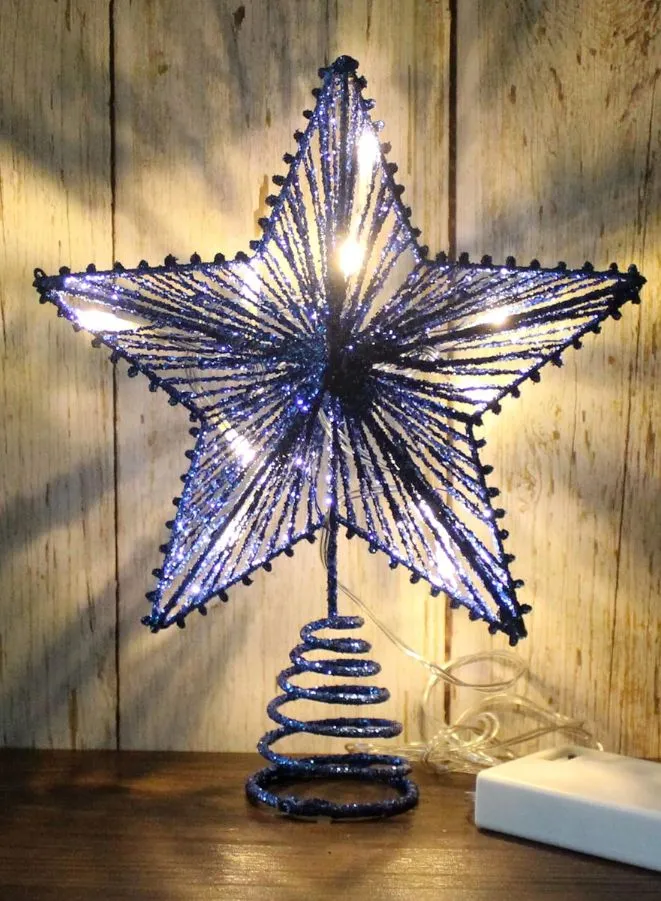 Christmas Star Tree Topper LED Warm Lights Rustic  Metal Xmas Treetop Star for Christmas Tree Decorations