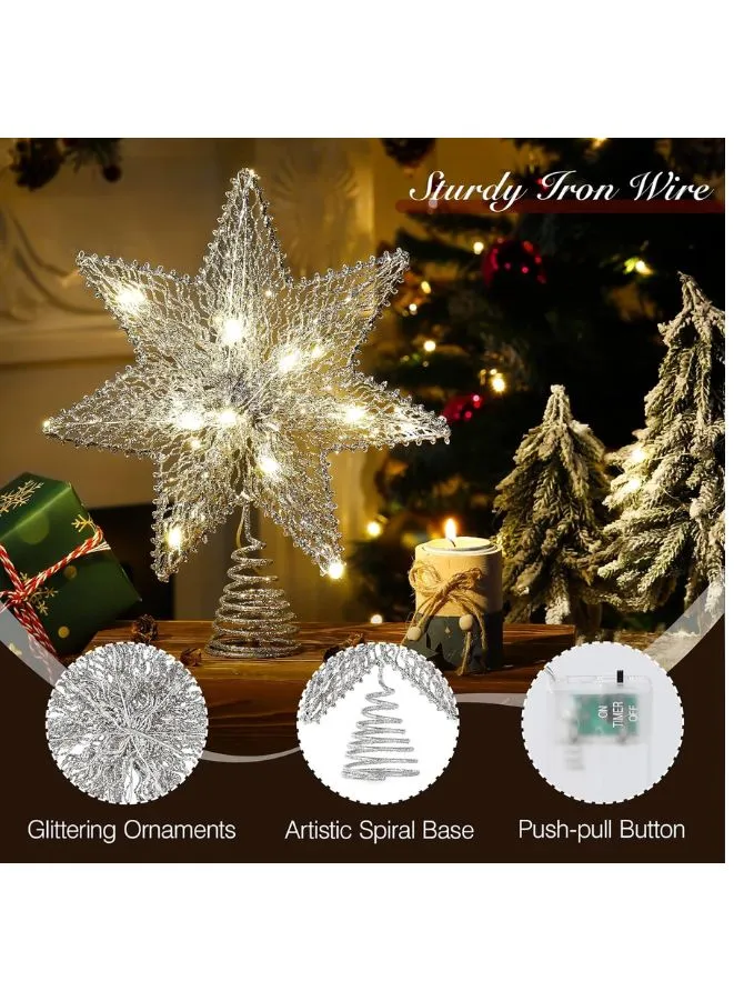 Christmas Star Treetop Light, Battery Powered Decorative Light 7 Corner-Shaped Xmas Tradition Tree Topper for Home Decor