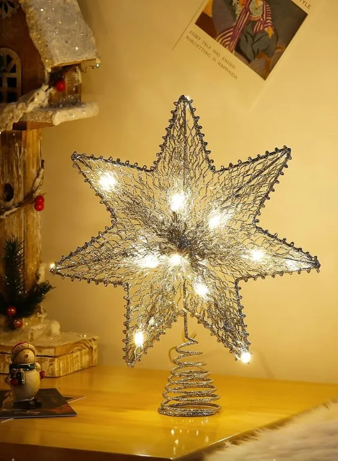 Christmas Star Treetop Light, Battery Powered Decorative Light 7 Corner-Shaped Xmas Tradition Tree Topper for Home Decor