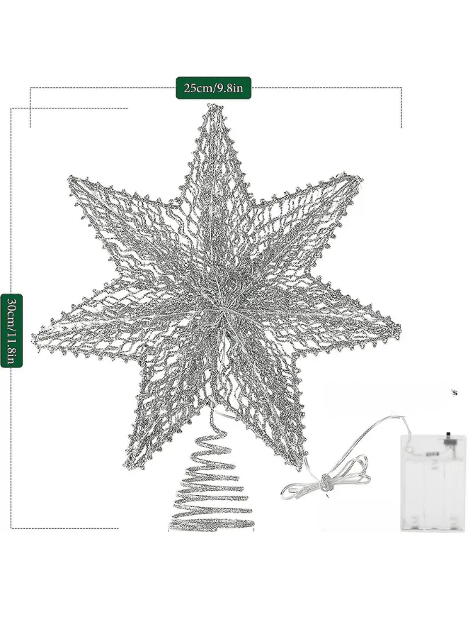 Christmas Star Treetop Light, Battery Powered Decorative Light 7 Corner-Shaped Xmas Tradition Tree Topper for Home Decor