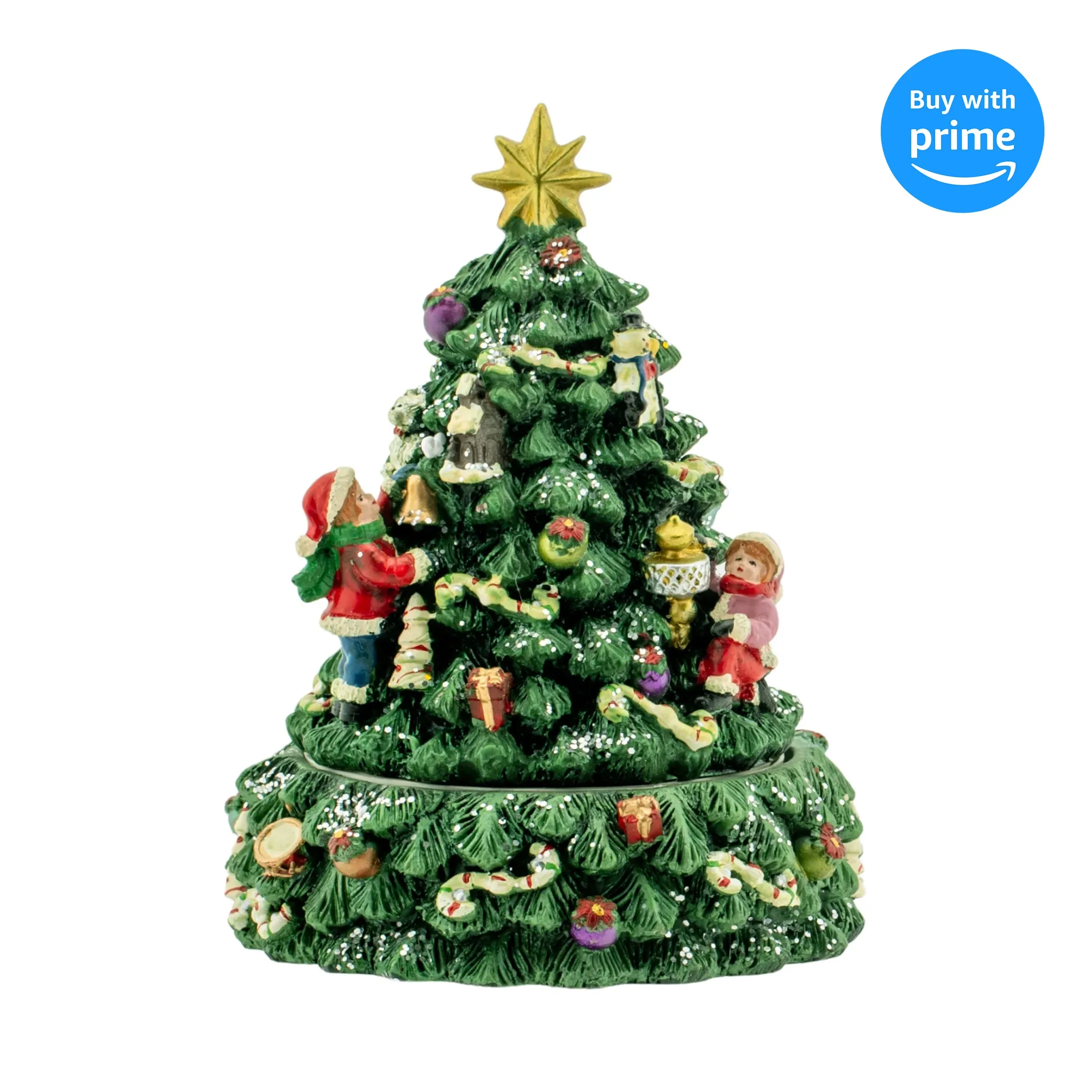 Christmas Tree and Santa Revolving Music Box - Plays Tune We Wish You A Merry Christmas