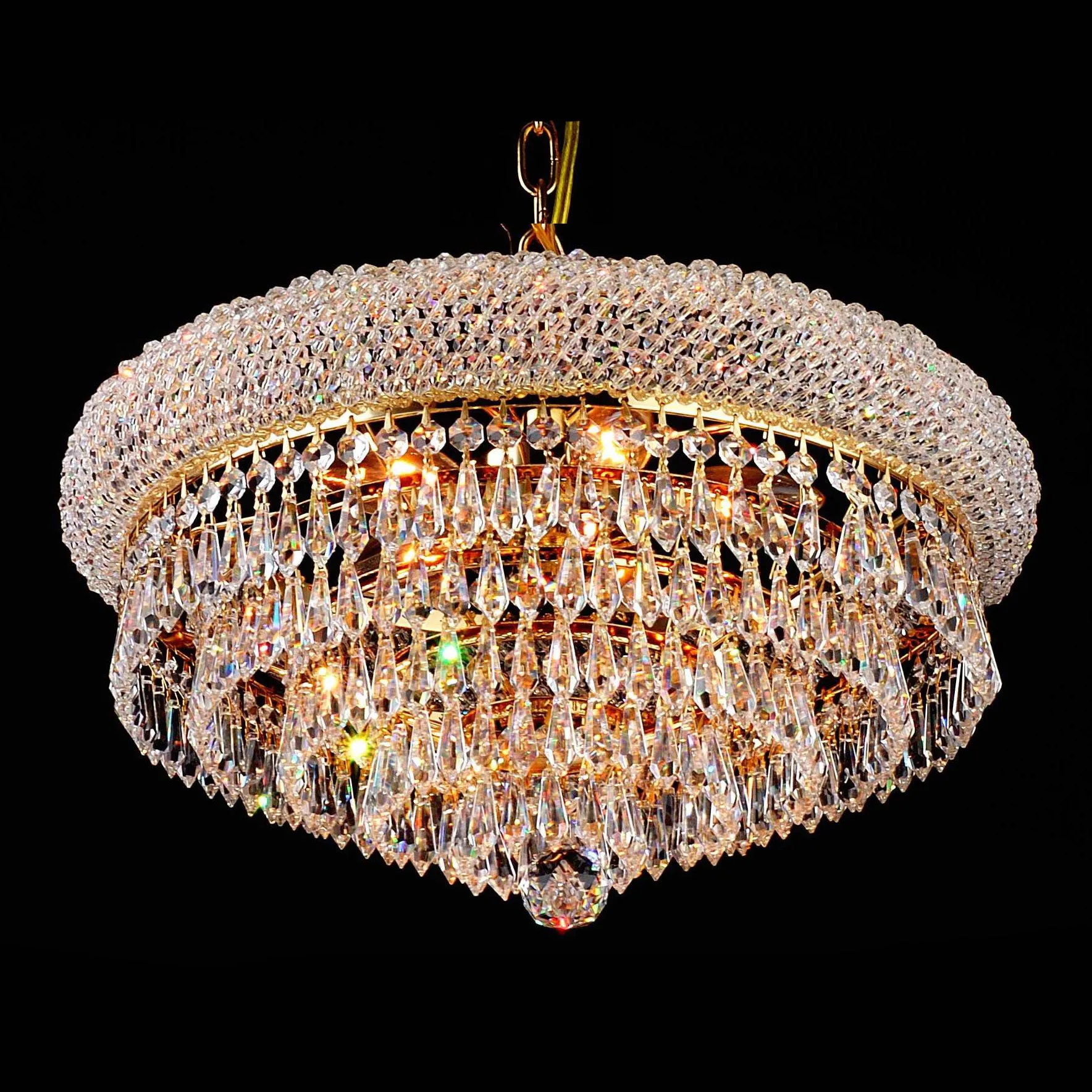 Crystal Chandelier W:15 x H:8 Genuine Magnificent Crystal Prisms 4 Lights