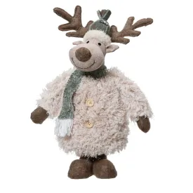 Decoris 42cm Beige Reindeer with Hat & Scarf Ornament