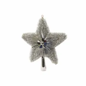 Decoris Tinsel Star Tree Topper 23cm - Silver