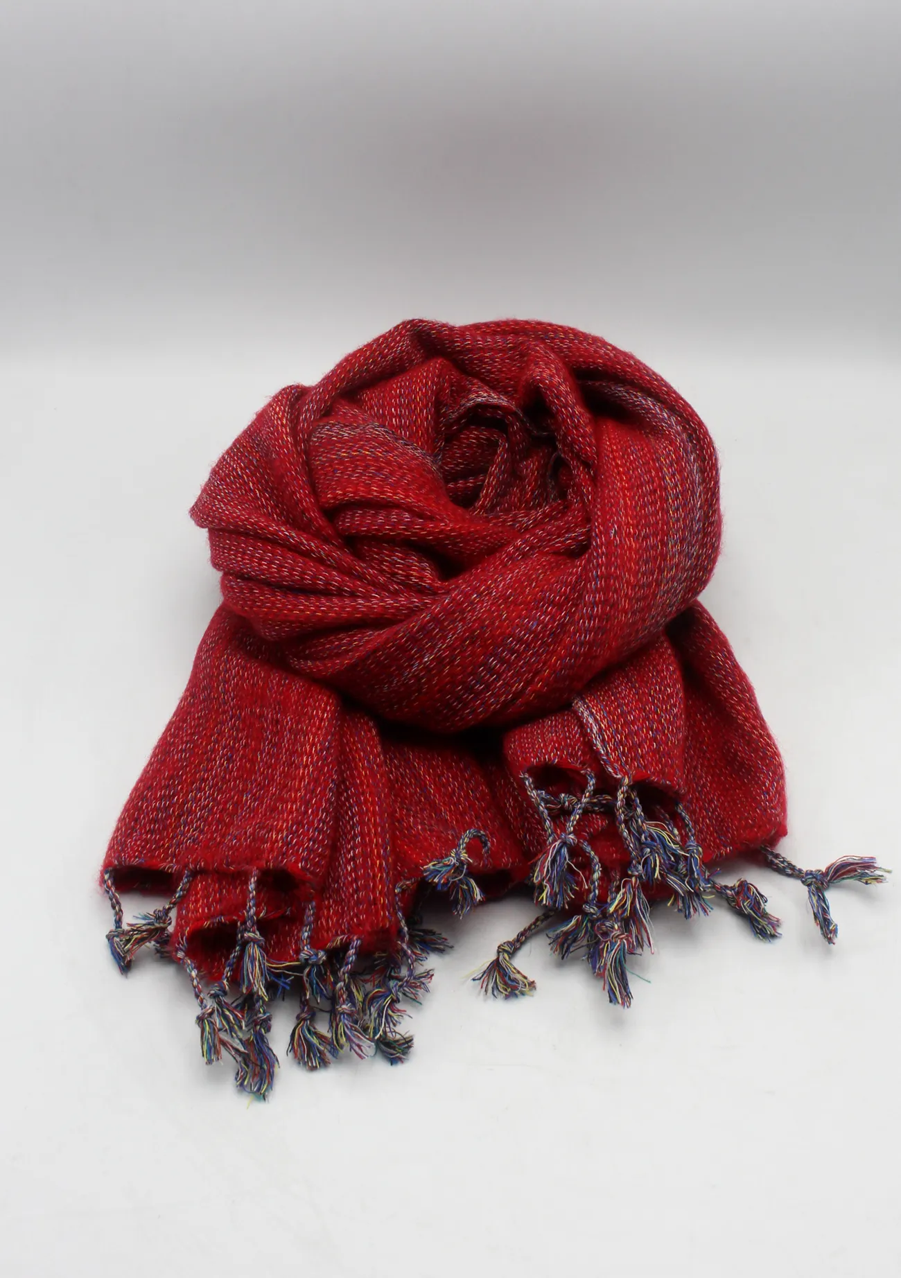 Exclusive Yak Wool Stripe Red Shawl