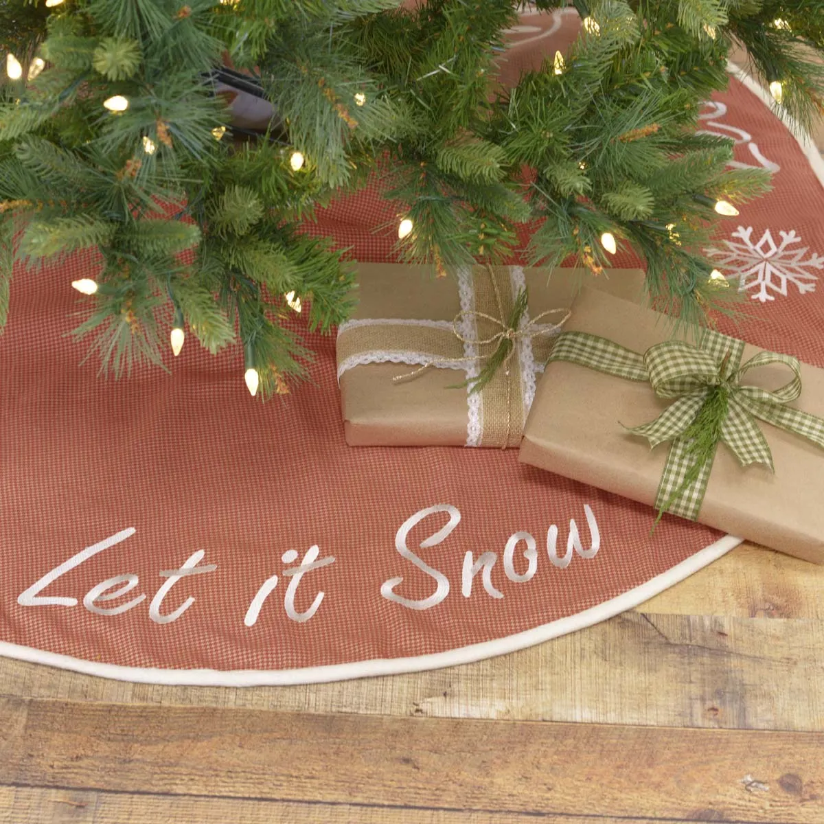 Farmhouse Christmas Tree Skirt Let It Snow Holiday Decor VHC Brands