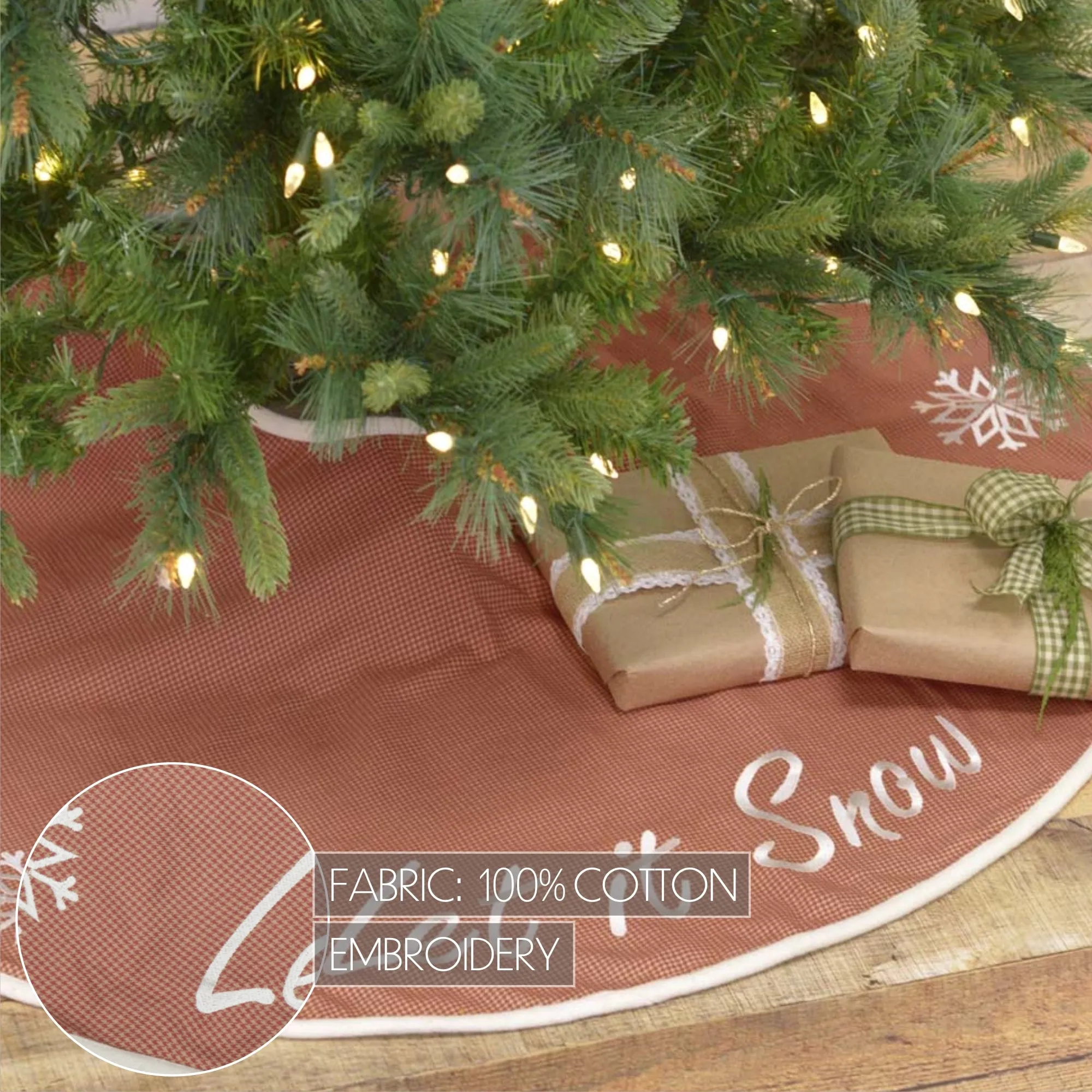 Farmhouse Christmas Tree Skirt Let It Snow Holiday Decor VHC Brands