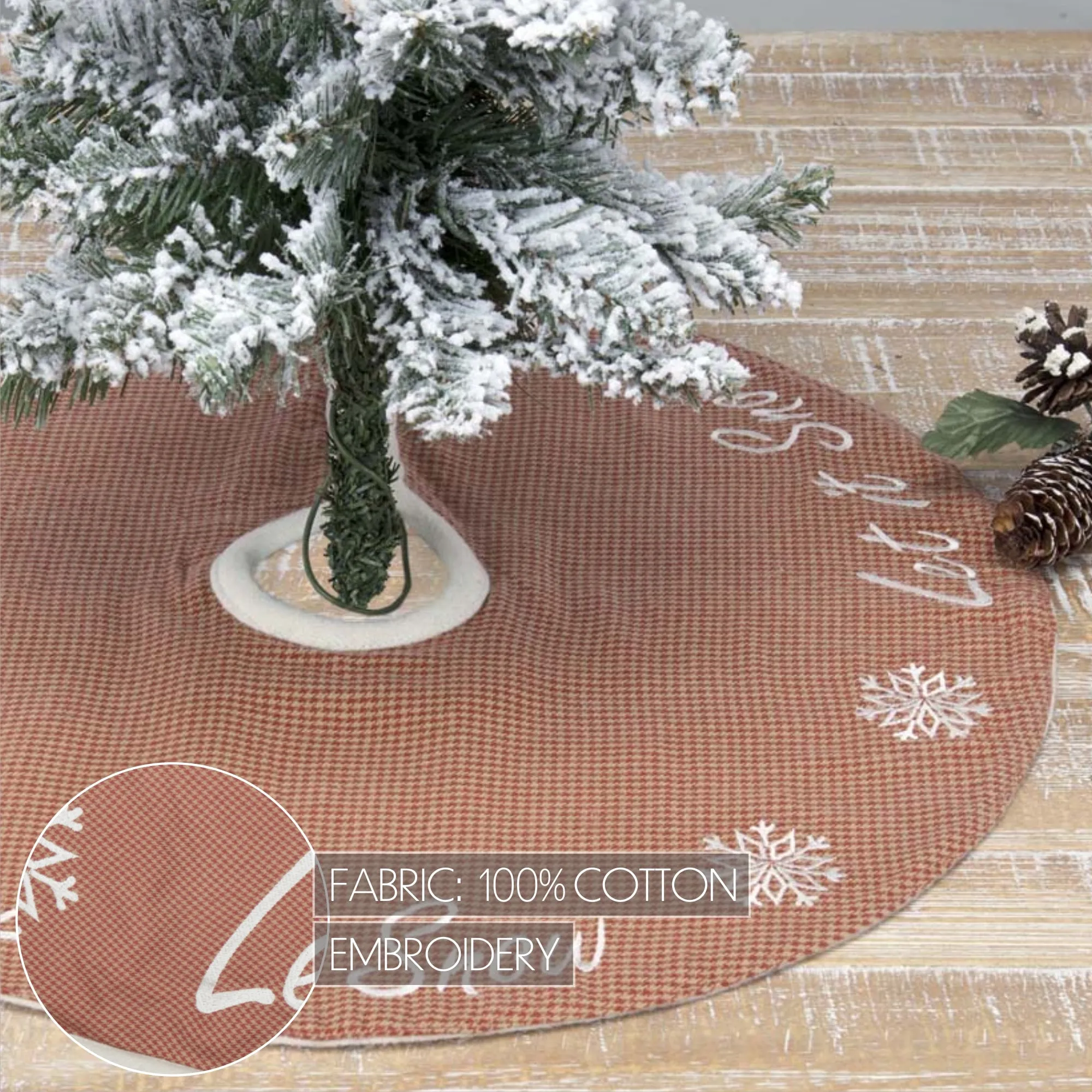 Farmhouse Christmas Tree Skirt Let It Snow Holiday Decor VHC Brands