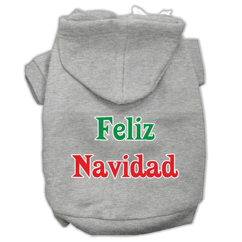 Feliz Navidad Screen Print Pet Hoodies Grey Xl (16)