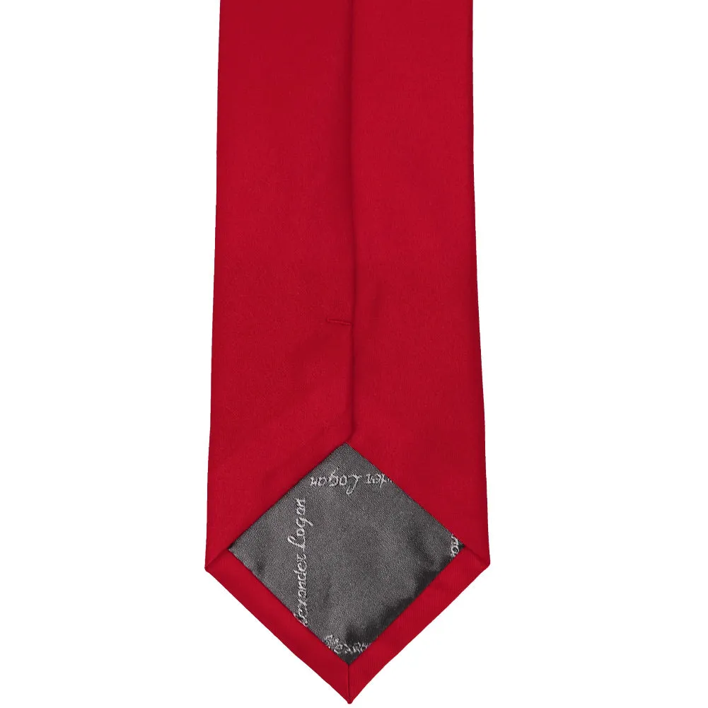 Festive Red Extra Long Solid Color Necktie