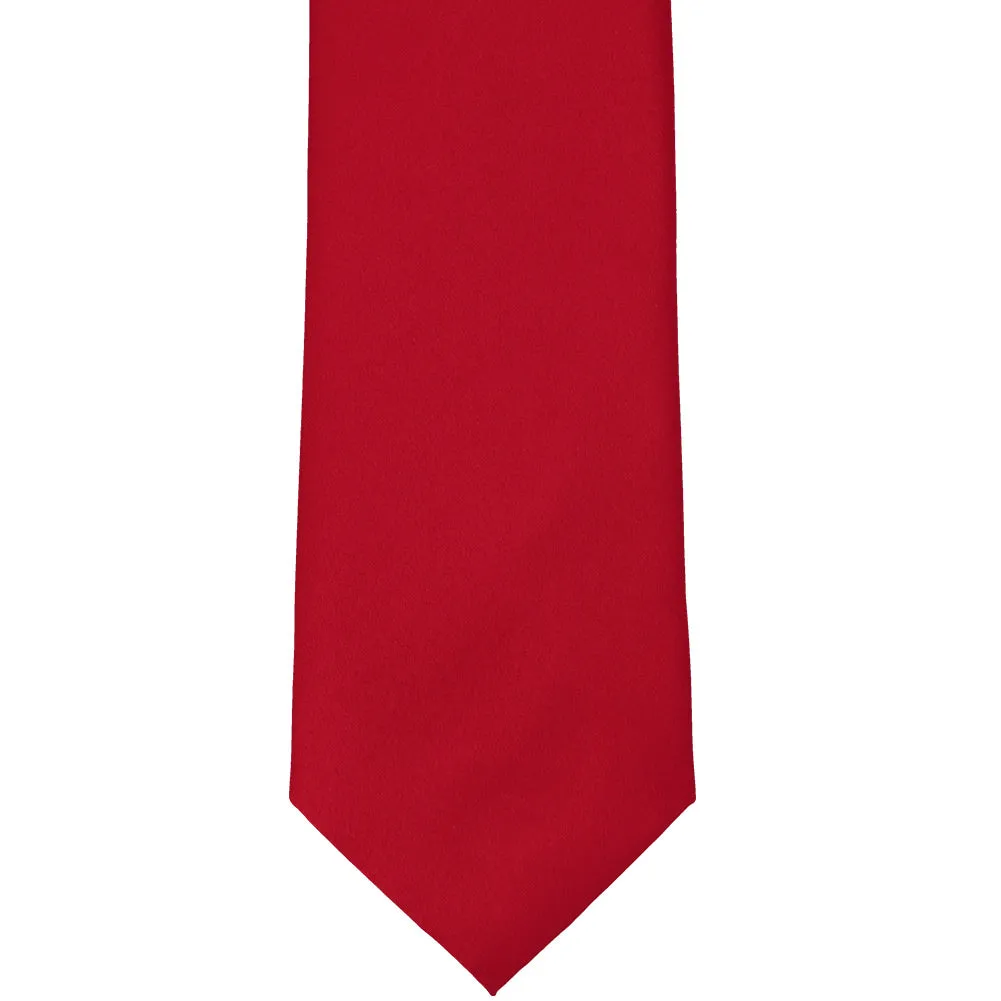 Festive Red Extra Long Solid Color Necktie