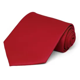 Festive Red Extra Long Solid Color Necktie