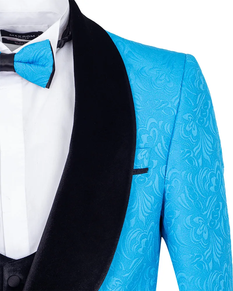 Four Piece Turquoise & Black Tuxedo Wedding Suit