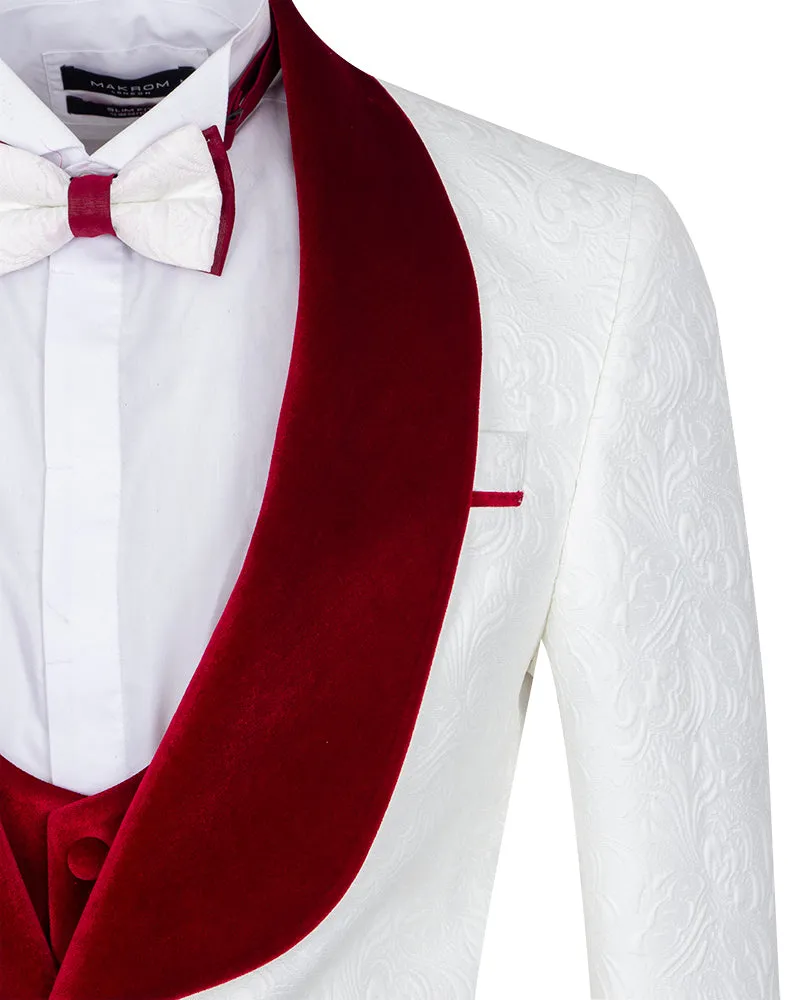 Four Piece White & Red Tuxedo Wedding Suit