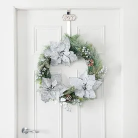 Frosted Poinsettia & Fern Wreath - 61cm