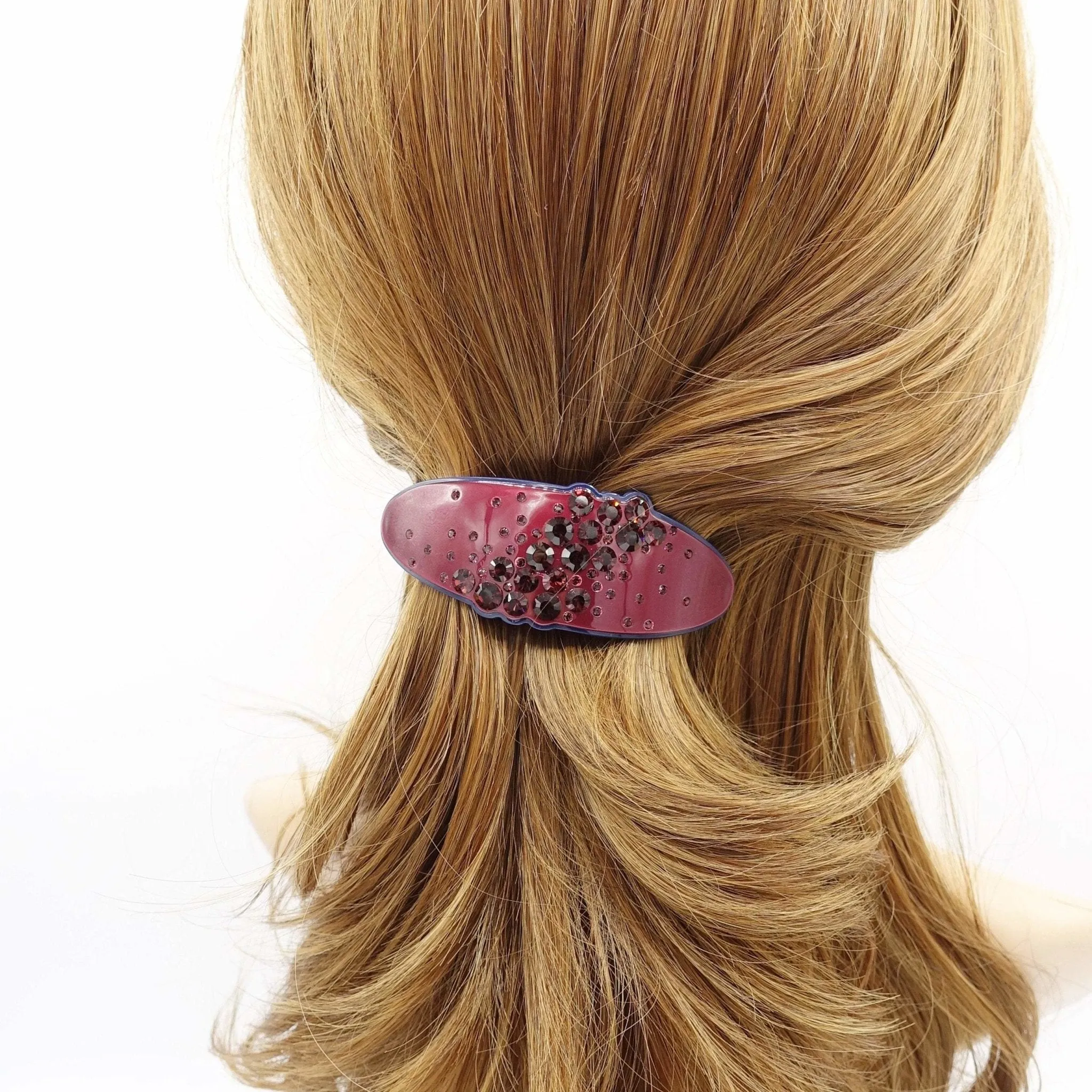 galaxy rhinestone embellished cellulose acetate hair barrette women hair accessory