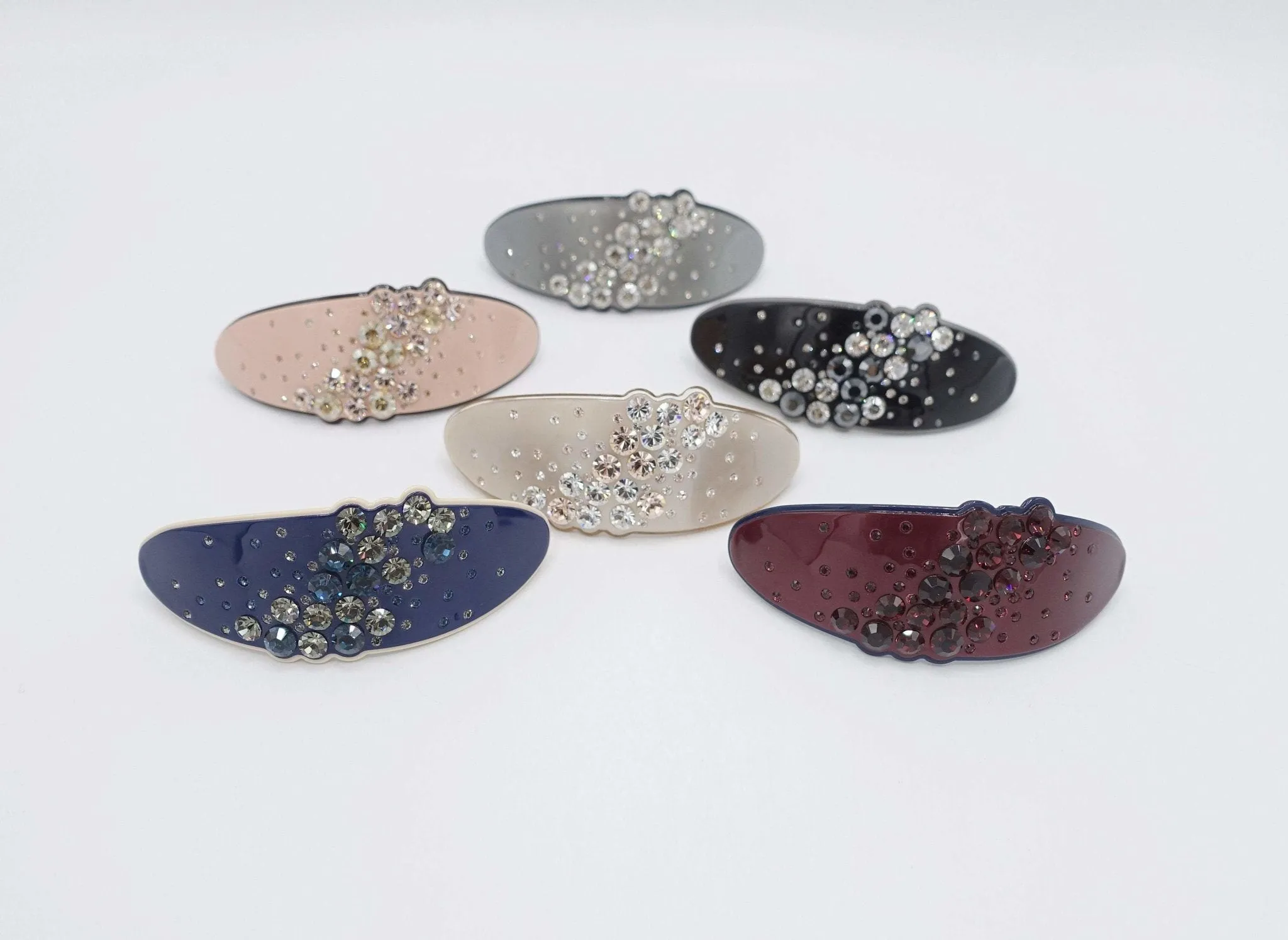 galaxy rhinestone embellished cellulose acetate hair barrette women hair accessory