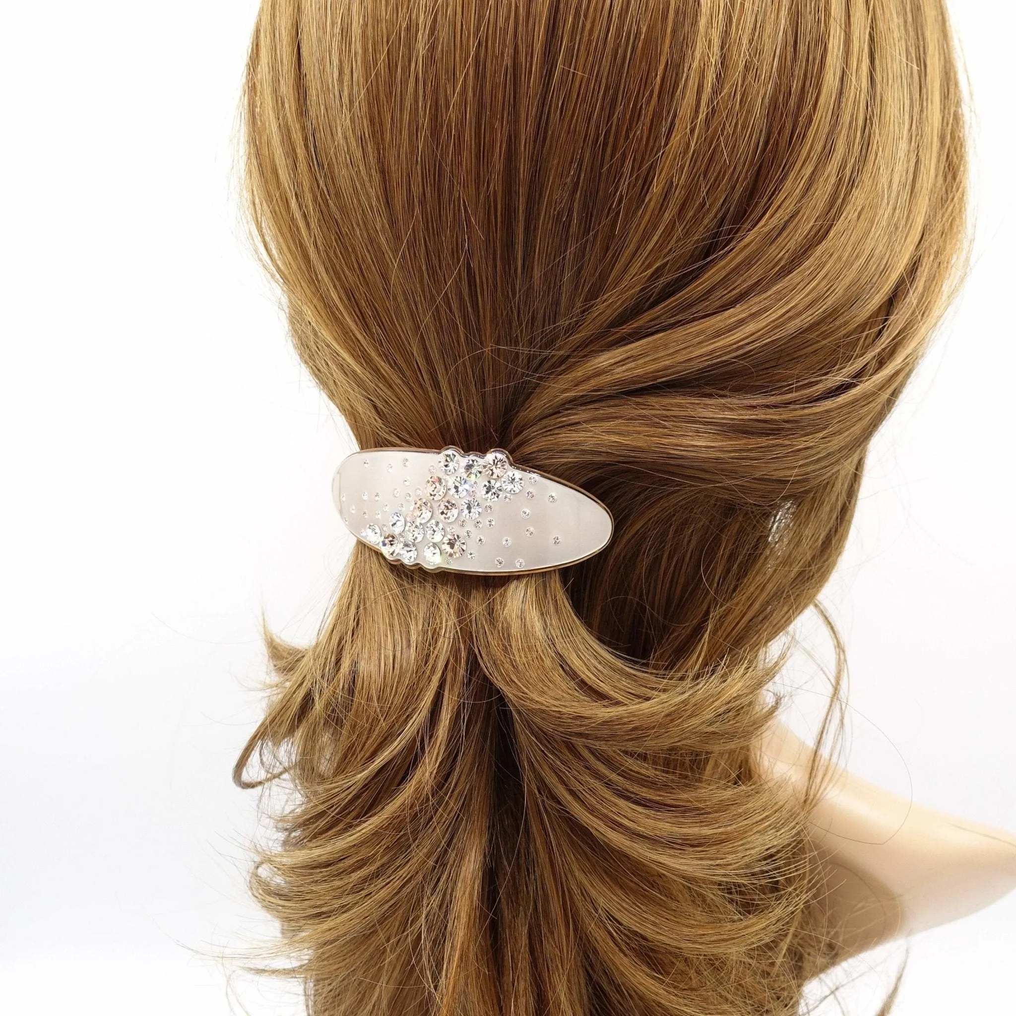 galaxy rhinestone embellished cellulose acetate hair barrette women hair accessory