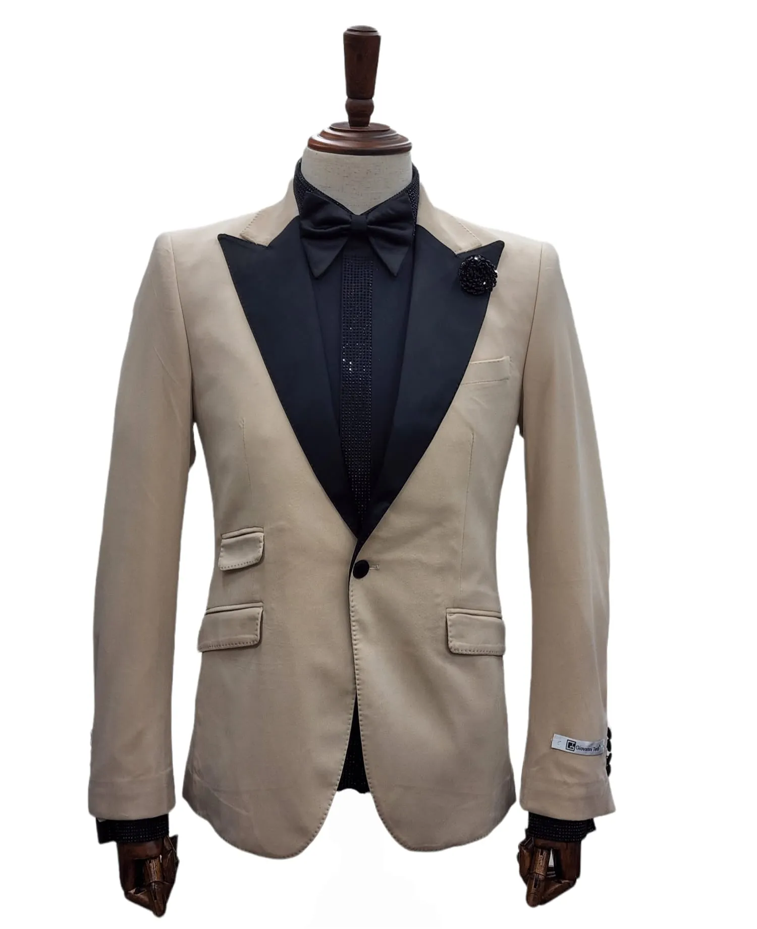 Giovanni Testi 1 Button Slim Fit Stretch Velvet Tuxedo GTX1P-1925 TAN