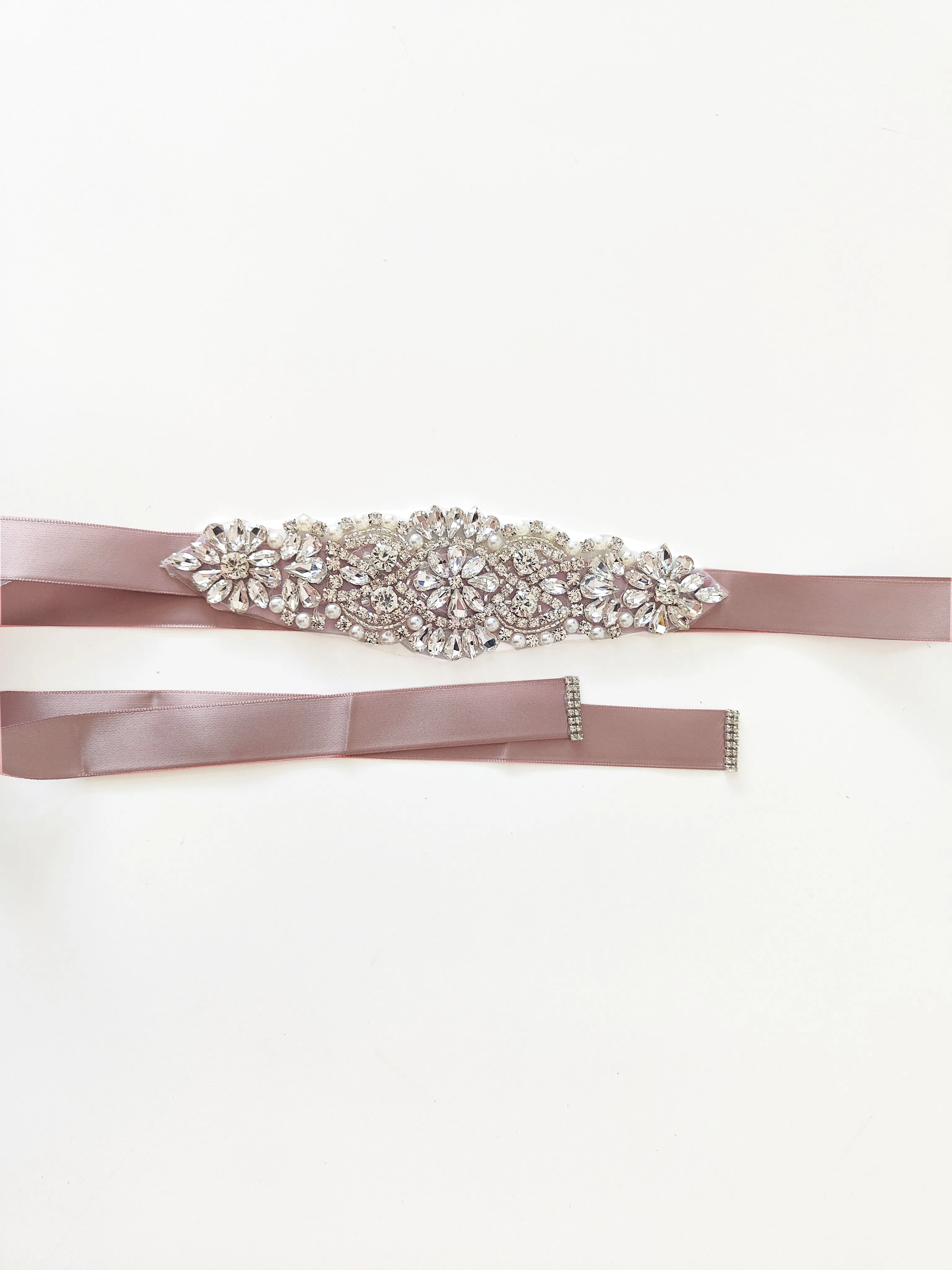 Girls Diamante Sash Belt - Blush