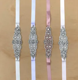 Girls Diamante Sash Belt - Ivory