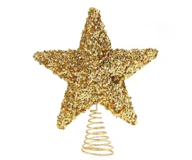 Gold Sequin Christmas Tree Topper - 12" Long x 13" Wide