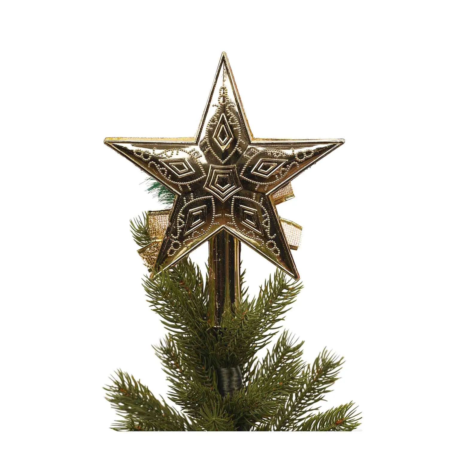 Gold Star Tree Topper With Ferns