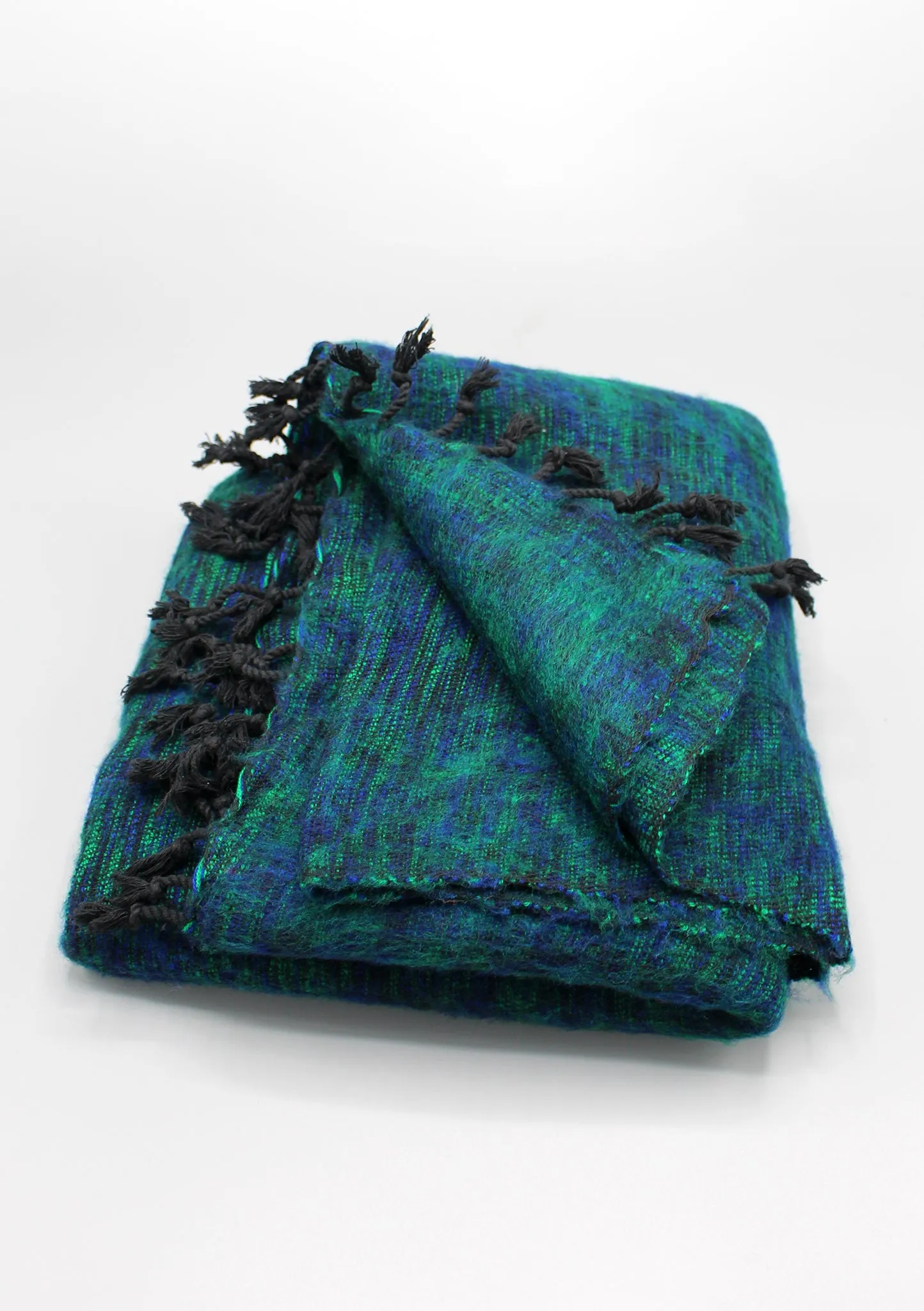 Green Plain Yak Wool Winter Shawl from the land of Himalayas-Nepal