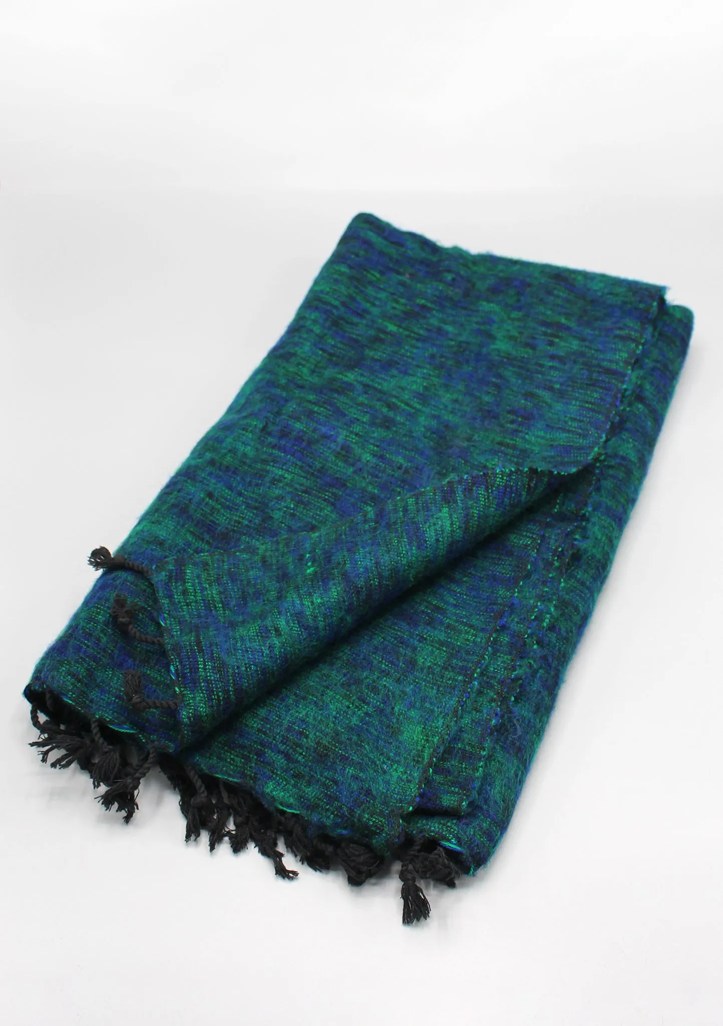 Green Plain Yak Wool Winter Shawl from the land of Himalayas-Nepal