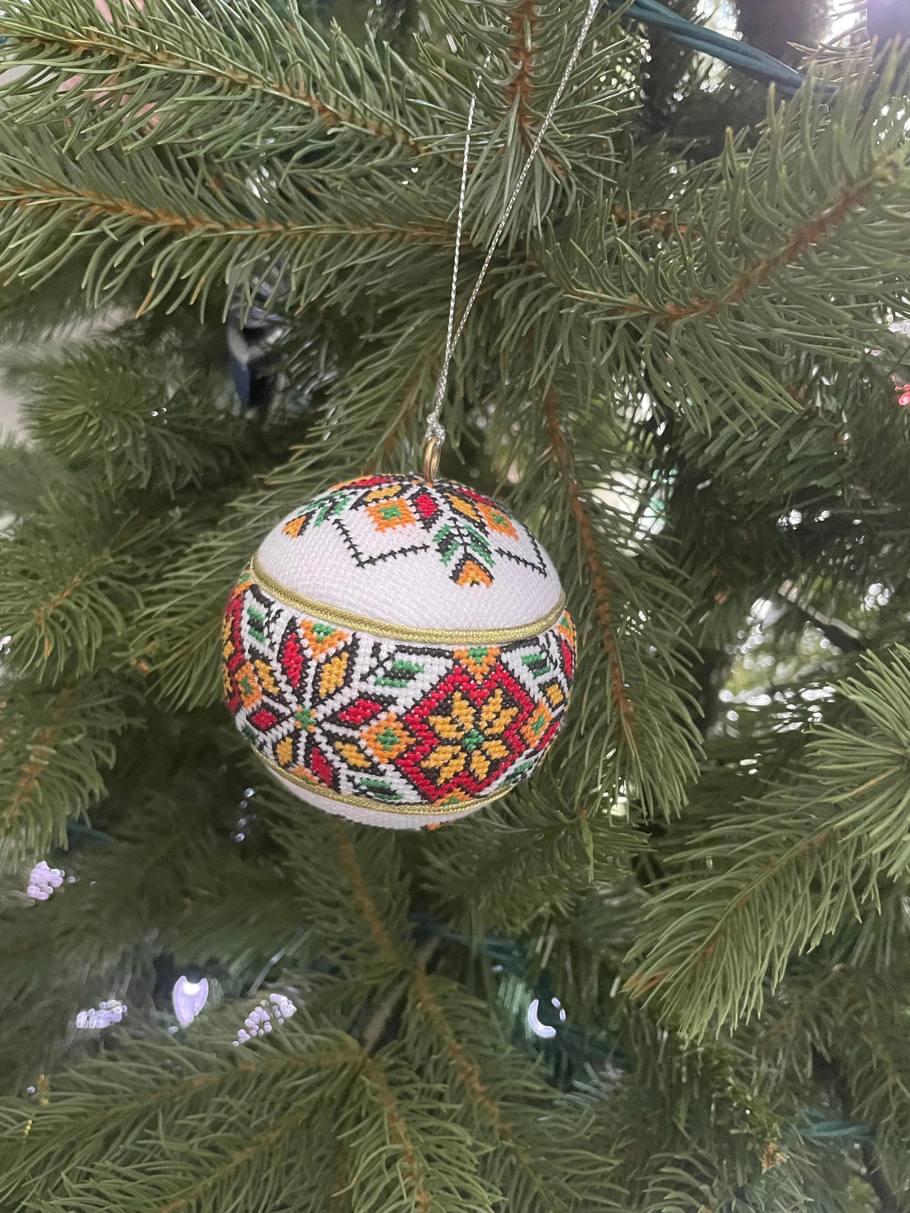 Hand-Embroidered Christmas Ornament