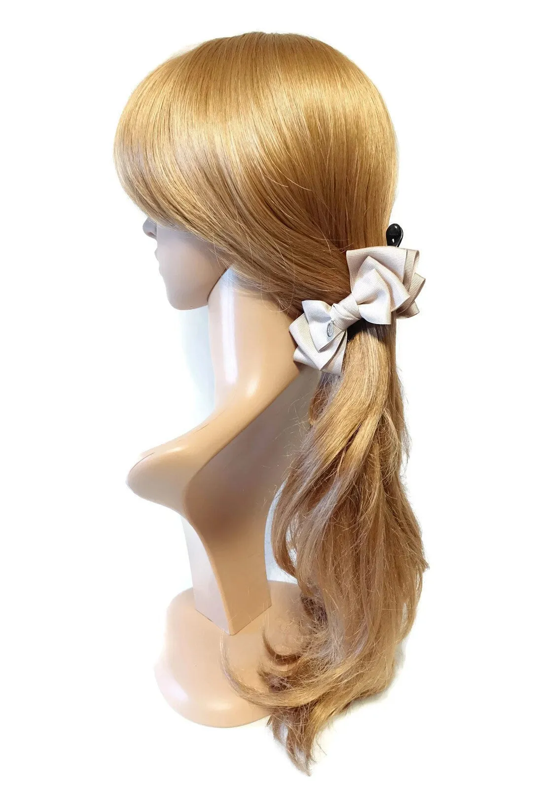 Handmade grosgrain multi layer bow banana hair clip