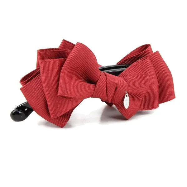 Handmade grosgrain multi layer bow banana hair clip