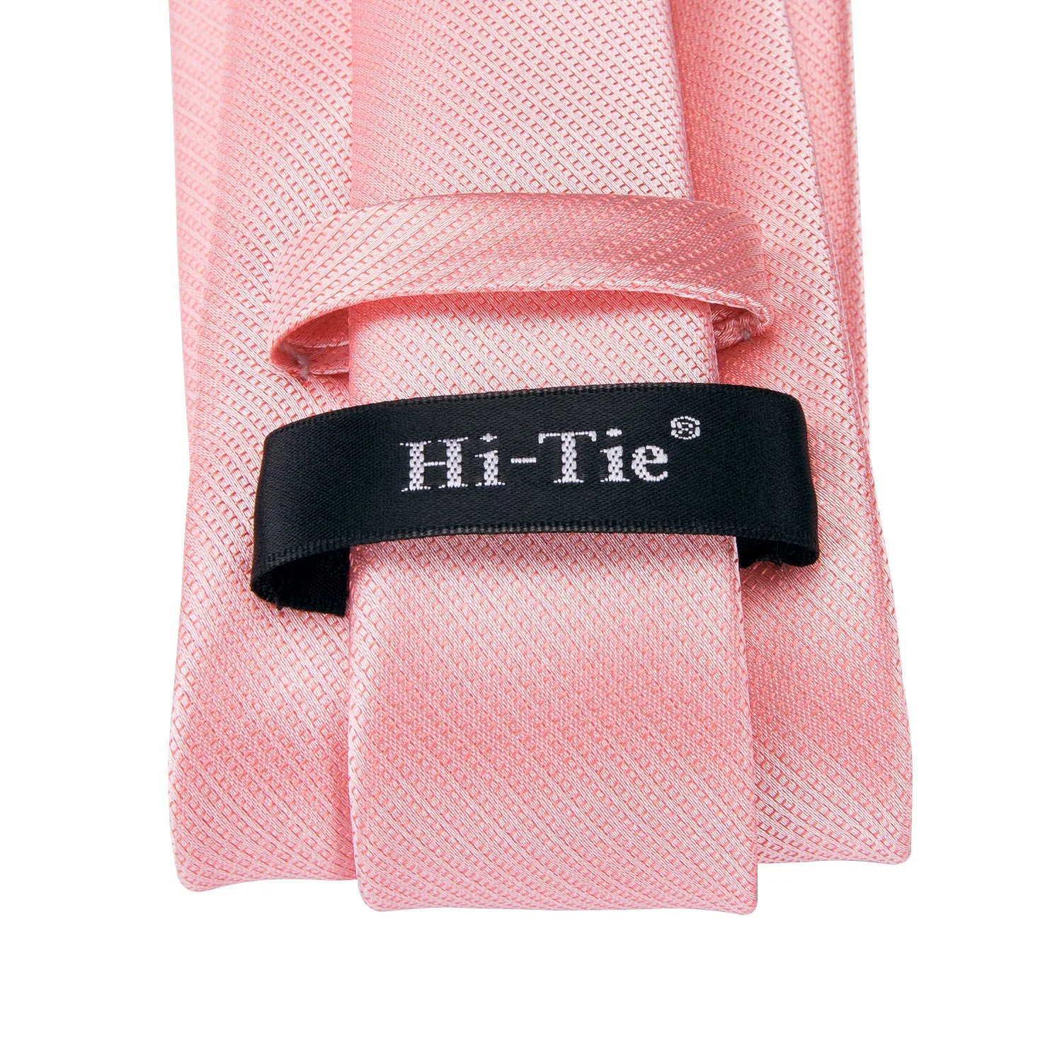 Hi-Tie $9.99 Pink Satin Wedding Coral Solid Tie Pocket Square Cufflinks Set