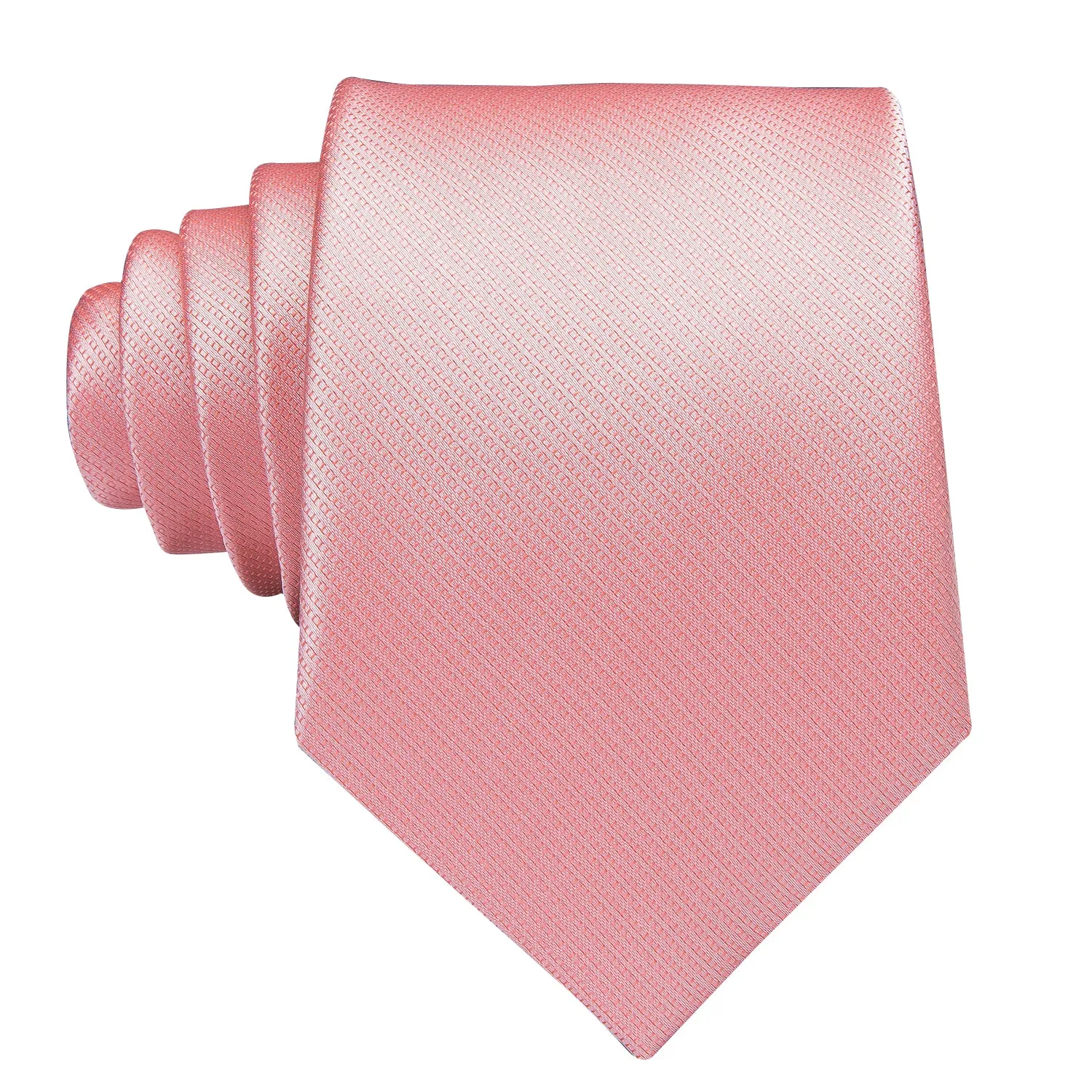 Hi-Tie $9.99 Pink Satin Wedding Coral Solid Tie Pocket Square Cufflinks Set