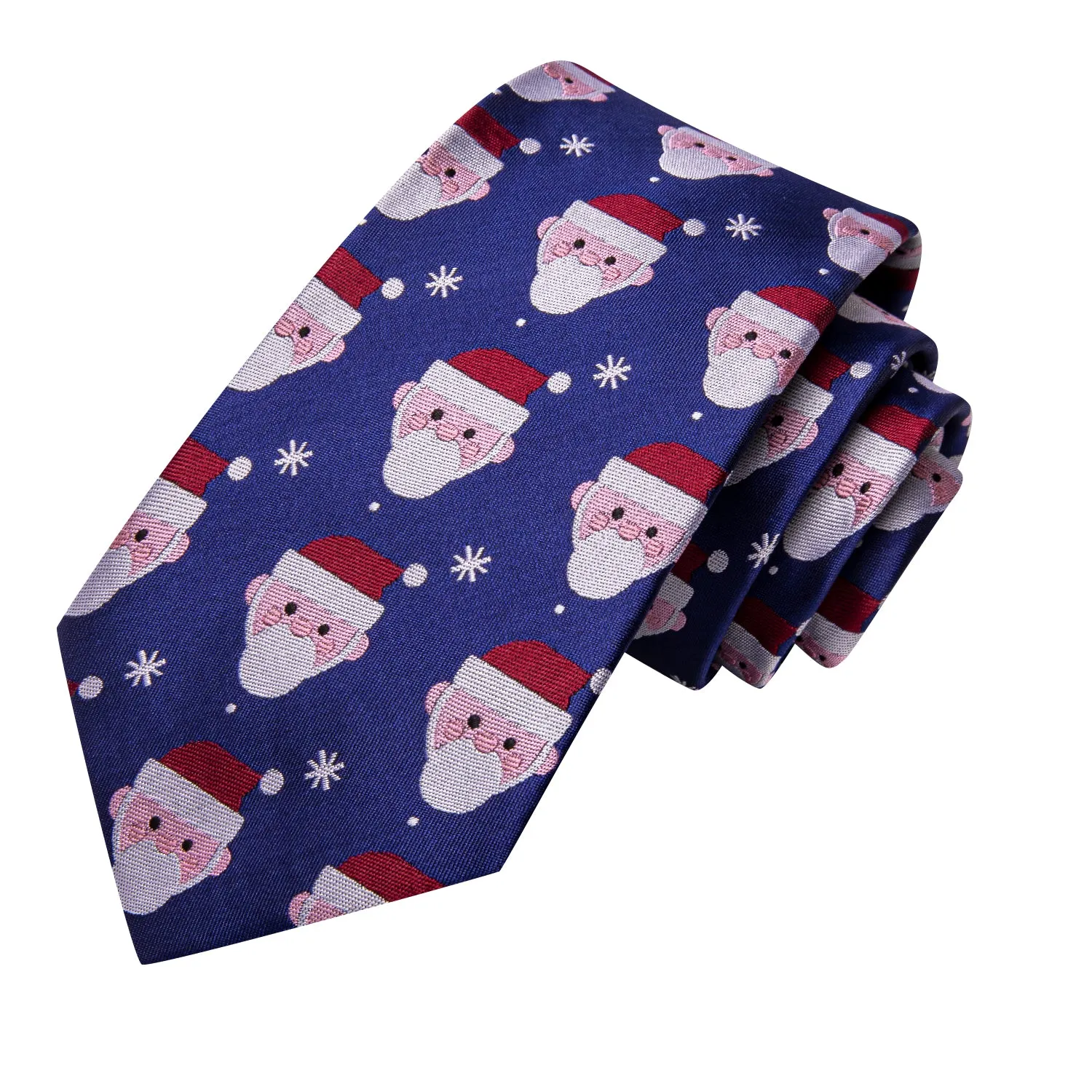 Hi-Tie Blue Christmas Snowmen Men's Tie Pocket Square Cufflinks Set