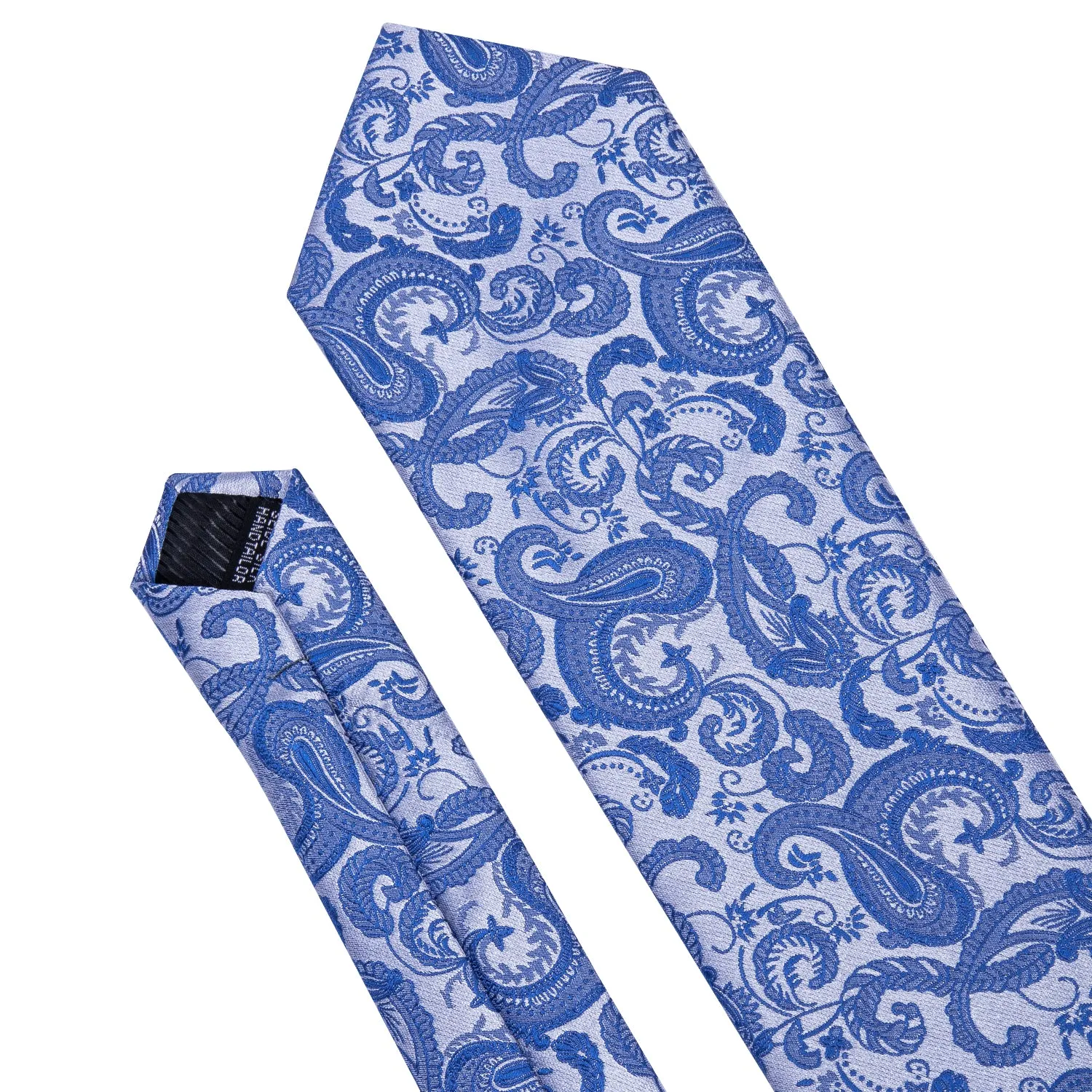 Hi-Tie Blue Tie Essential Blue Paisley Tie Pocket Square Cufflinks Set