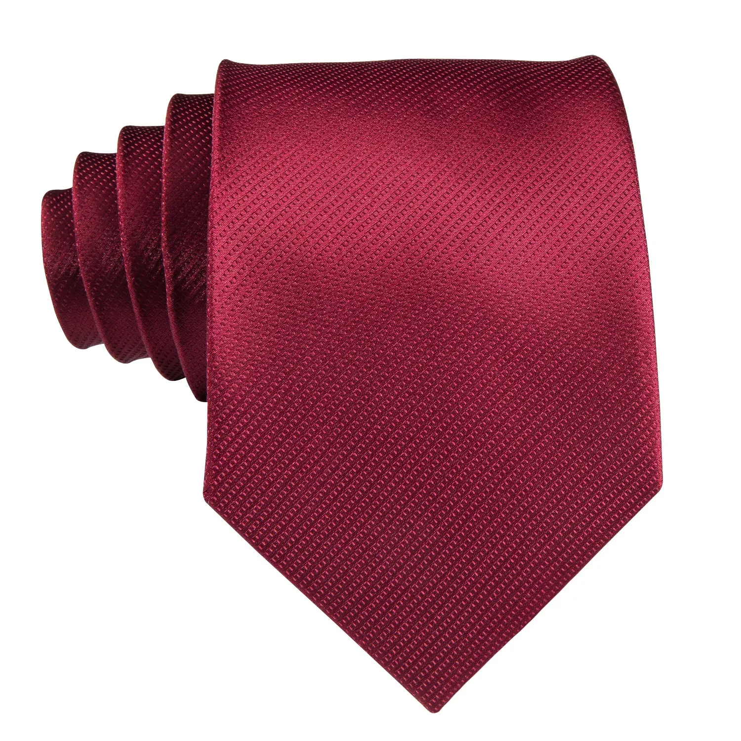 Hi-Tie Burgundy Red Striped Men's Neck Tie Pocket Square Cufflinks Set