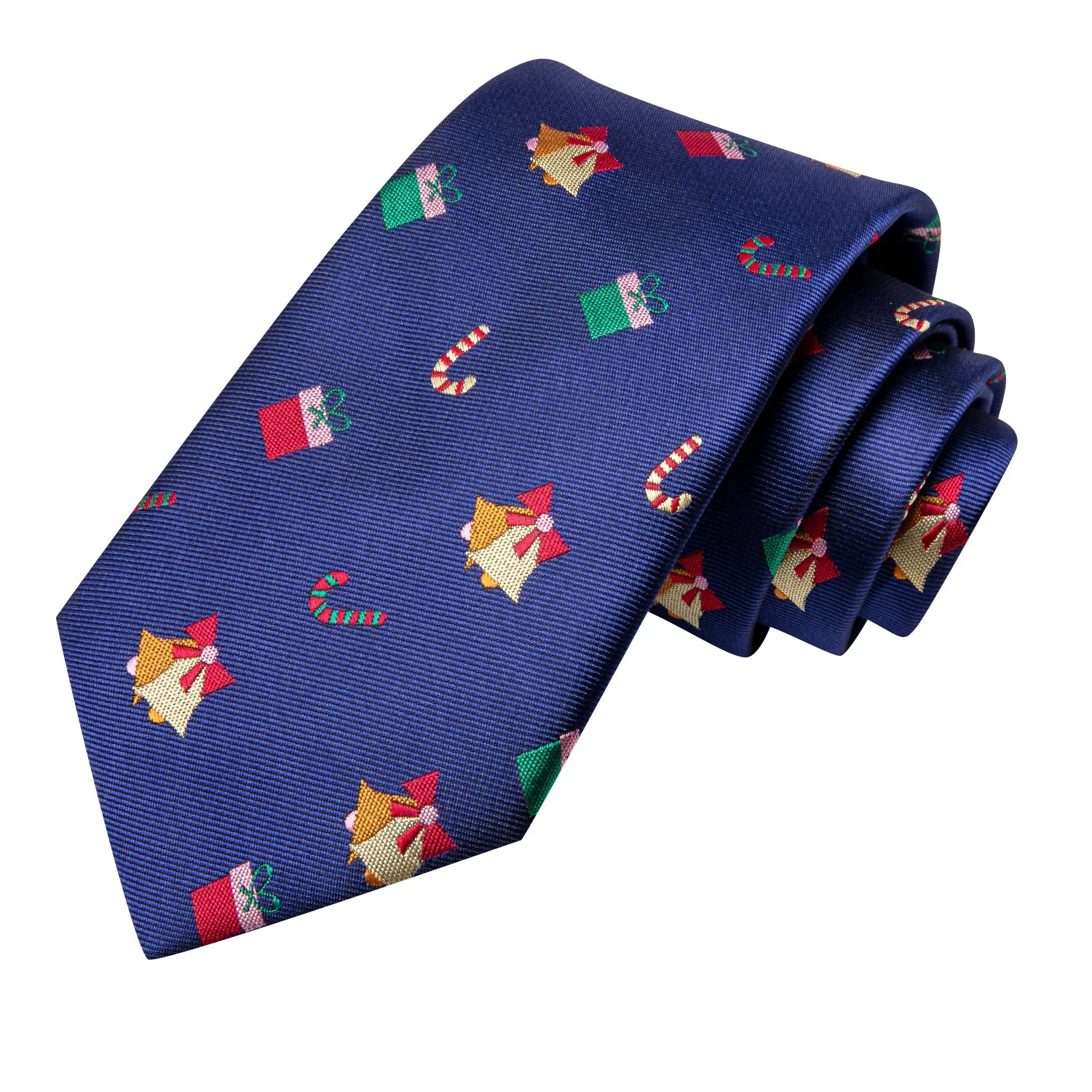 Hi-Tie Christmas Blue Novelty Men's Tie Pocket Square Cufflinks Set