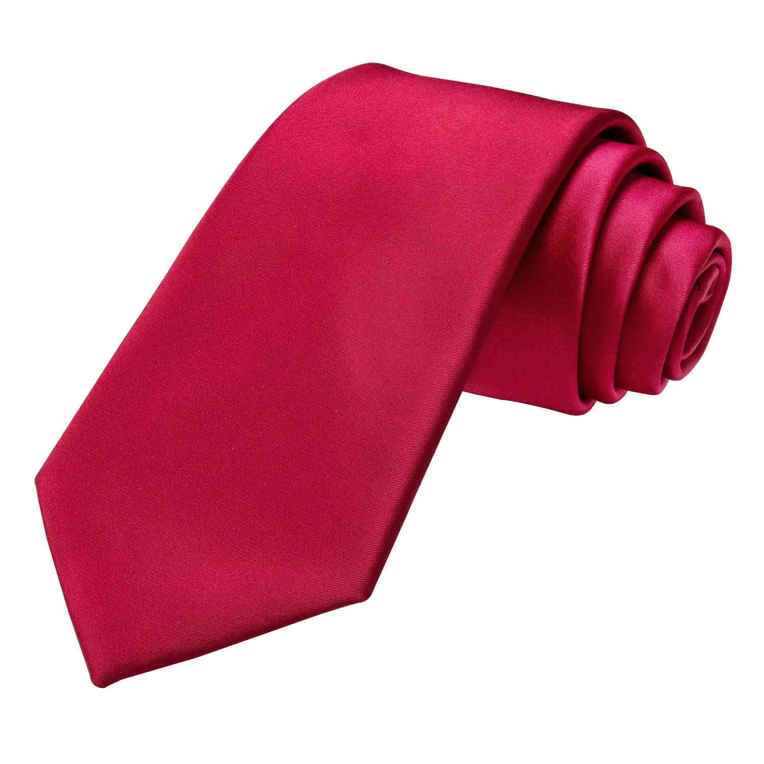 Hi-Tie Classic Red Solid Wedding Necktie Pocket Square Cufflinks Set