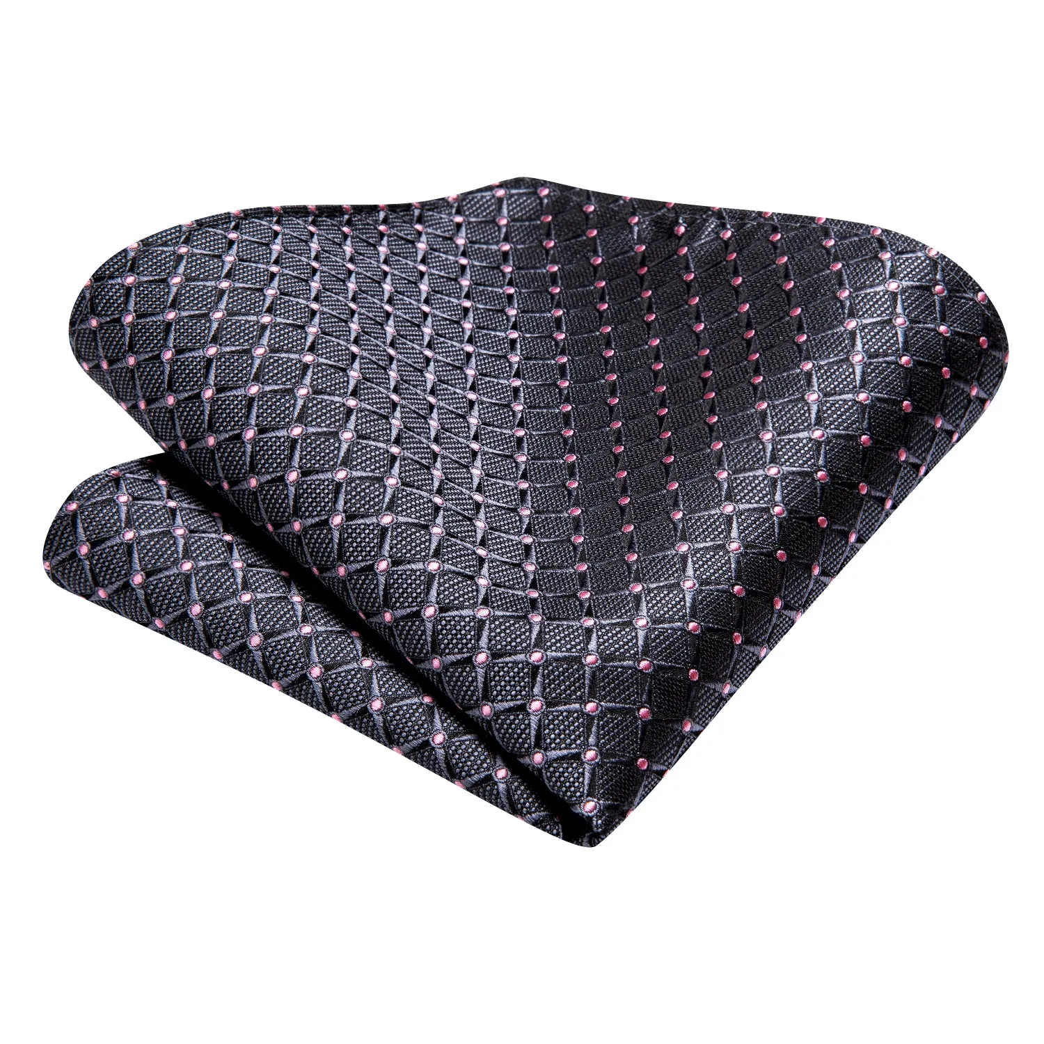 Hi-Tie Grey Pink Novelty Men's Tie Pocket Square Cufflinks Set