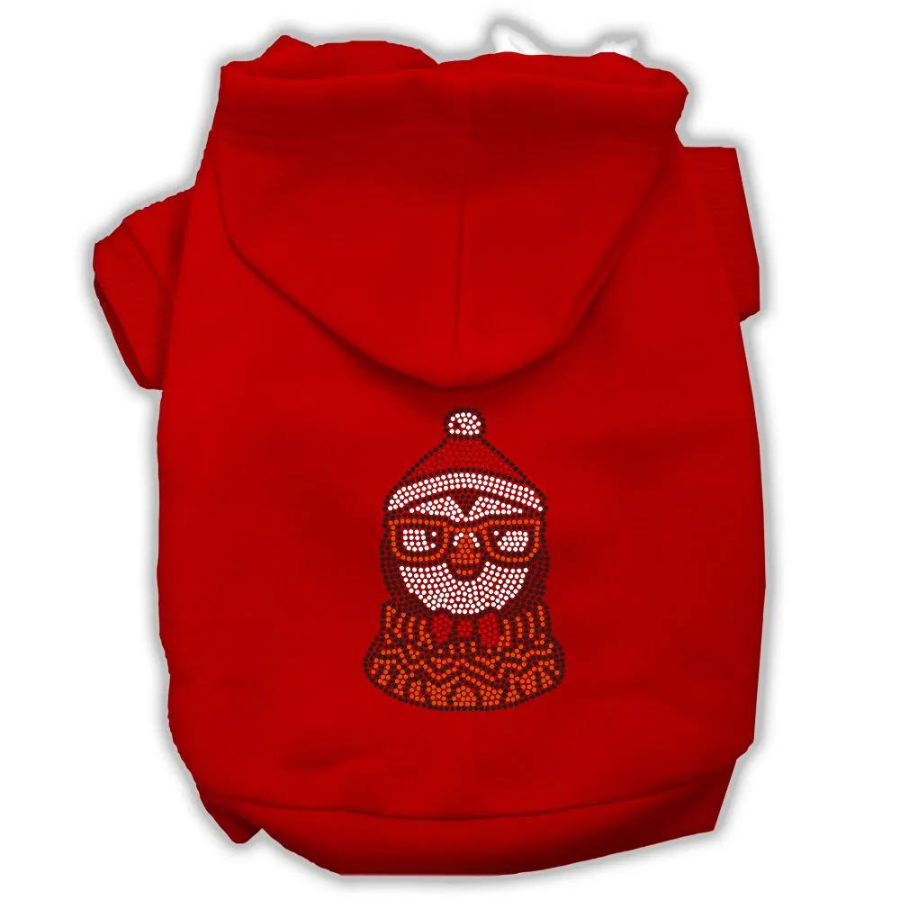 Hipster Penguin Rhinestone Dog Hoodie Red Xl (16)