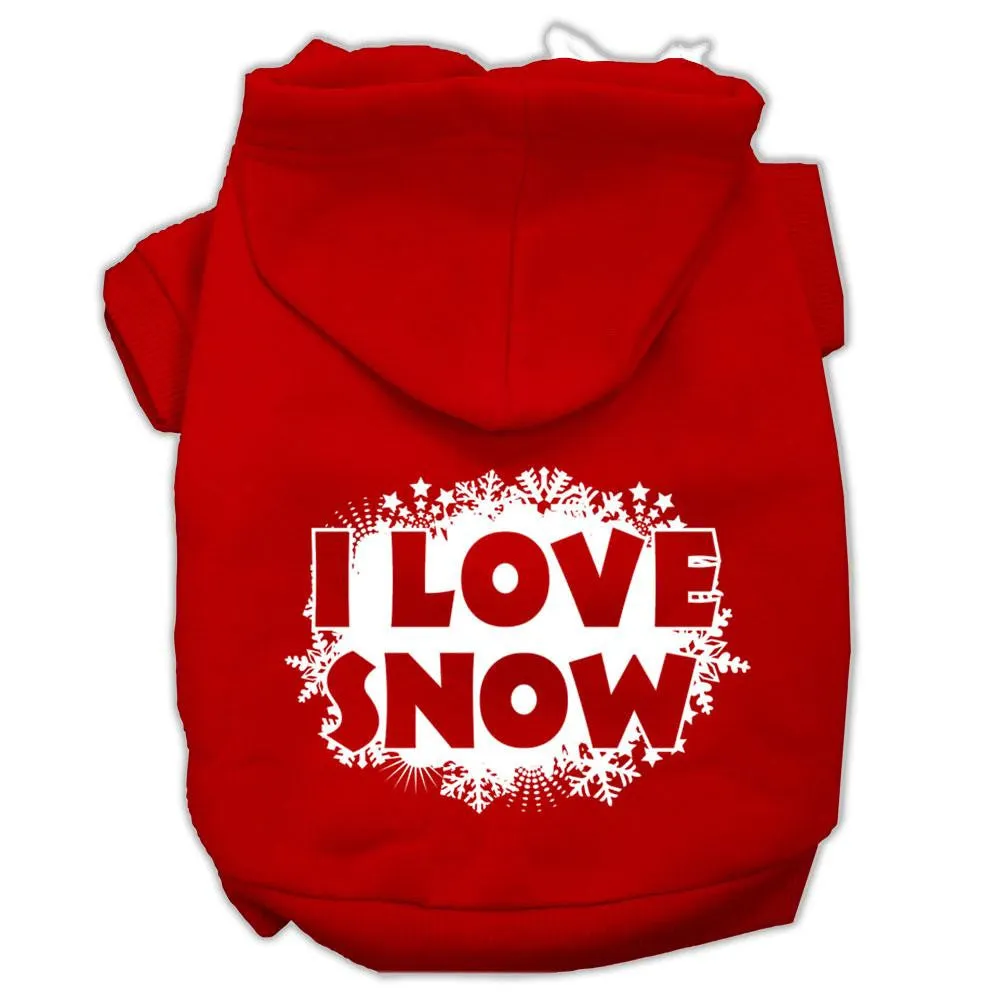 I Love Snow Screenprint Pet Hoodies Red Size XL (16)