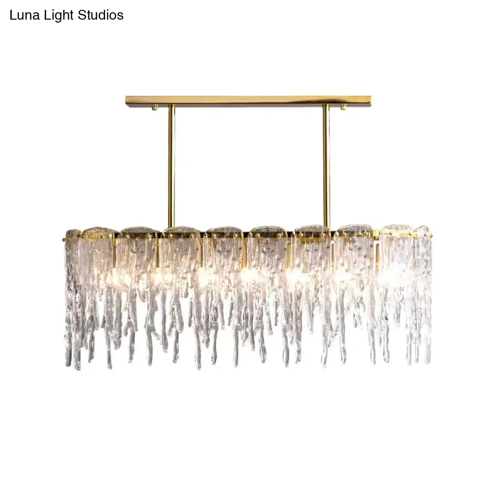 Icicle Nordic All copper modern luxury crystal rectangular chandelier