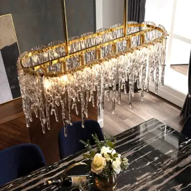 Icicle Nordic All copper modern luxury crystal rectangular chandelier