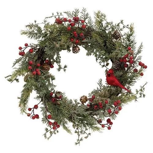 Icy Pine & Sugar Berry Cardinal Wreath